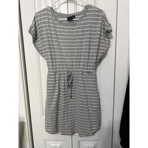 Rafaella Dress Womens Medium T Shirt Gray Striped Blouson Short